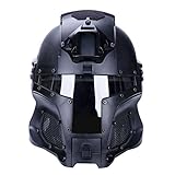 Goshfun Tactical Military Helmet Protective Fast Helmet Full Face Mesh Mask with Goggle for Airsoft Paintball CS Outdoor Activity, Black