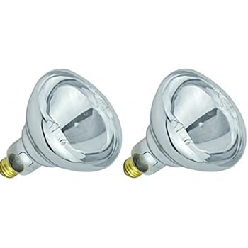 Pack of 2 BR40/250/E26 Heat Lamp 250-Watt BR40 Clear Flood Reflector Mediume Base Light Bulb
