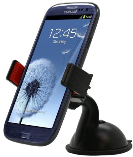 Aduro U-Grip Plus Windshield Car Mount - Universal for iPhone/Galaxy and All Smartphones & Multimedia Devices up to 5.5" Screen (Red/Black)