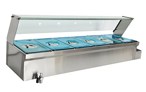 47'' 6-Pot Bain-Marie Food Warmer Bath Warmer Steam Table Hot Well Techtongda