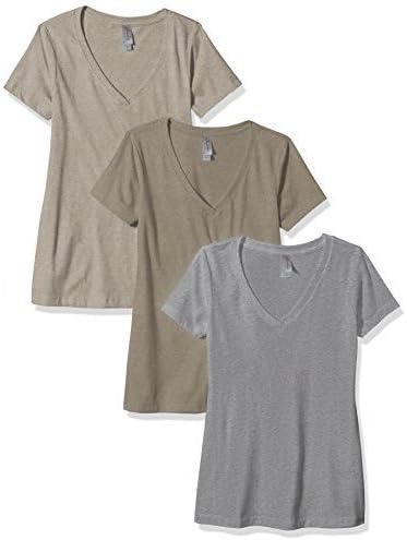 Clementine Apparel Women's Petite Plus Deep V Neck Tee (Pack of 3)