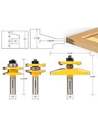 Yonico 12350 set de enrutadores para puerta de armario con bisel, de 3 bits, 1 2 pulgada (3 unidades)