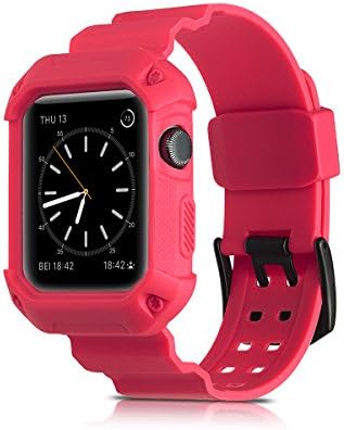 Haift Waterproof Shock Resistant Soft Silicone sport Band Fitness Replacement Watch Band Wrist Strap for Apple Watch 42mm Series 1 Series 2 ( Red)