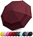 EEZ-Y Travel Umbrellas for Rain - Wind Resistant w/Open Close Button - Marsala