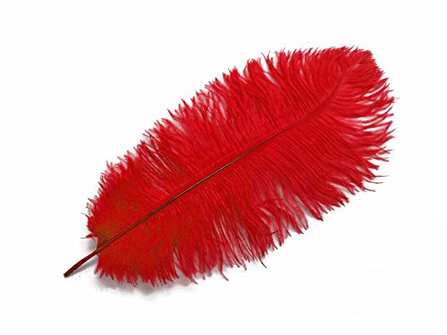 10 PCS Quality Natural Ostrich Feathers 30-35 cm/12-14 Inch Red Color Good Crafted DIY Ideas