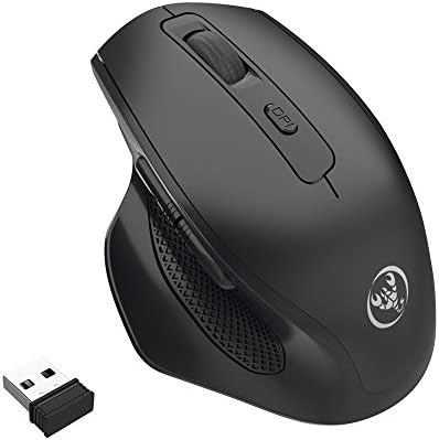 PABREY Ergonomic Mouse, 2.4G Ergonomic Wireless Mouse with Less Noise, Adjustable DPI Levels 800/1600/2400, Rechargeable, for Laptop, PC, Computer, Notebook, Mac - Black