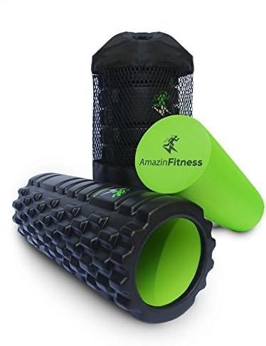 AmazinFitness Foam Roller 2 in 1 PLUS FREE BAG AND VIDEO High Density EVA Textured Grid for Muscle Recovery and Myofascial Trigger Point Massage, Perfect for Back Pain Relief, after Yoga or Sports.