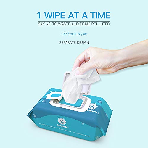 PUPMATE Pet Wipes for Dogs & Cats, Extra Moist & Thick Grooming Puppy