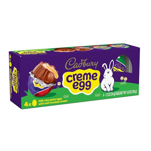 CADBURY CREME EGG CHOCOLATE WITH FONDANT, EASTER CANDY EGGS, 1.2 OZ (4 COUNT)