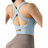 Women's Strappy Sports Bra Criss Cross Back Crop Tank Top Padded Fitness Workout Tops Longline Yoga Bras