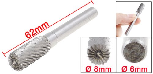 uxcell 6mm Shank 8mm 5/16" Cutting Bit Toothed Cylinder Head Rotary File