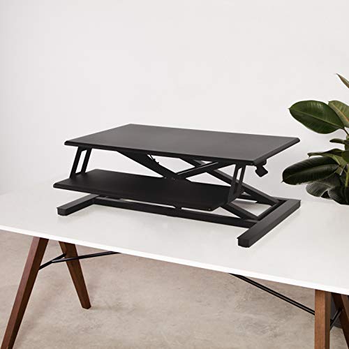 Fully Cooper Standing Desk Converter - 35" Height-Adjustable Workspace (Black)