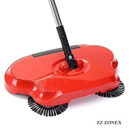 ZZ ZONEX 3 in 1 Household Cleaning Hand Push Automatic Lightweight, Non-Electric, Safe, Easy to Use Spinning Sweeper Broom Including Broom & Dustpan & Trash Bin 