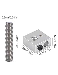 AFUNTA 6 juegos 18 piezas impresora 3D 0.016 in MK8 boquilla extrusora de acero inoxidable impresión M6 cabeza & 0.069 in 1.181 in longitud Teflon Throat Tube & Heater Blocks Hotend, compatible MK8 Makerbot Reprap i3 Anet A8 A2