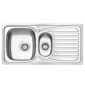 JASS FERRY Fregadero de cocina, acero inoxidable, 1,5 senos, reversible