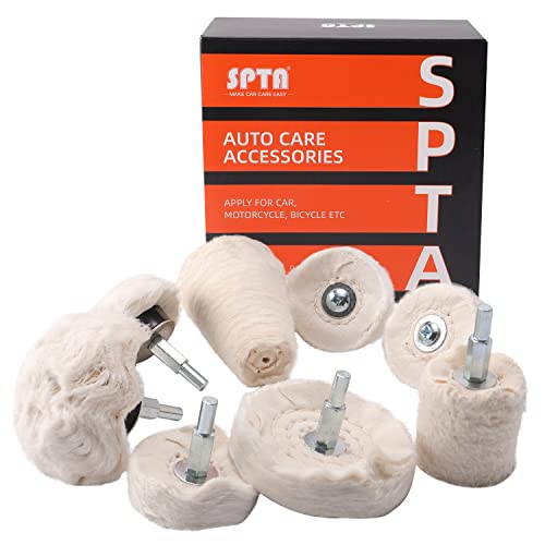 Disco lucidante per trapano, SPTA 8Pcs rotella di lucidatura di Panno di cotone di cera Di Lucidatura Cotton Mop Rotella Rilievo Per Auto, Alluminio, Gioielli, Chrome, Ceramica, Acciaio Inossidabile