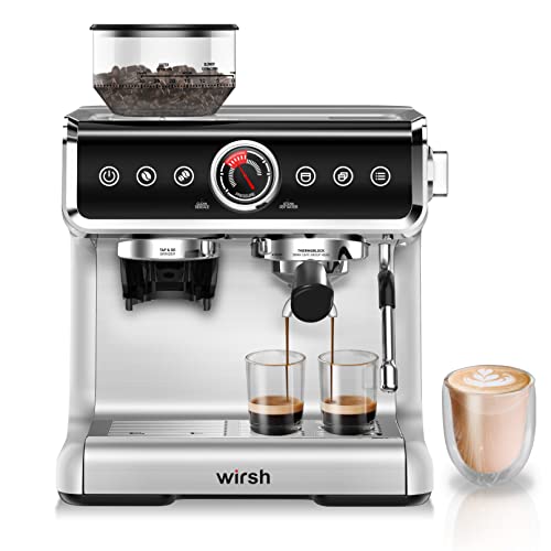 wirsh Espresso Machine with Coffee Grinder15 Bar Bean to Cup Espresso Coffee Maker with Conical