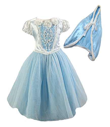 New Frozen Princess Anna Elsa Inspired Costume Dress 2T-12Y (7-8 Years, Light Blue)