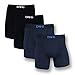 DWG Underwear Men's 4 Pack Cotton Stretch Boxer Briefs No Ride Up (Large, Black + Royalblue)