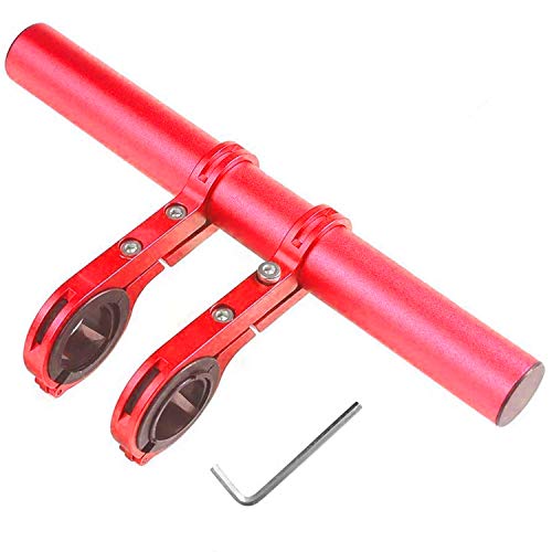 Together-life Bike Handlebar Extender, Bicycle Extension Bar Aluminum Alloy Double Clamp Mount Holder Bracket Space Saver for Holding Flashlight Speedometer GPS Phone Mount Holder(Red)