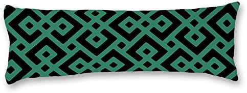 Green Puzzle Black Azetec Maze 20"54" Polyester Cotton Full Body Pillow Cover For Adult Kids