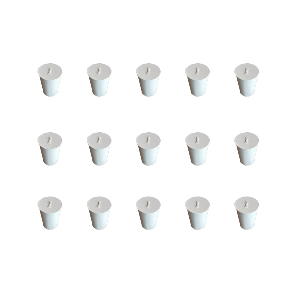 HeyWin Rubber Bungs for Holes 13mm to 17mm,15 Pieces,Rubber Bungs Stoppers are Used for Sealing Test Tube、Glass bottle Etc (15, 1#)