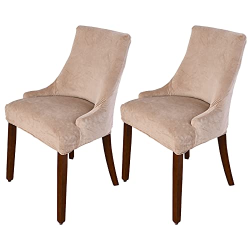 Photo 1 of MIFXIN Velvet Wingback Chair Cover Slipcover Stretch Washable Arm Chair Protector Seat Cover for Dining Room Banquet Home Party Decor (Set of 2,Khaki)