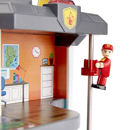 Hape Notfall-Hauptquatier mit Eisenbahnstrecke aus Holz und Straße, ab 3 Jahren – Bild 6