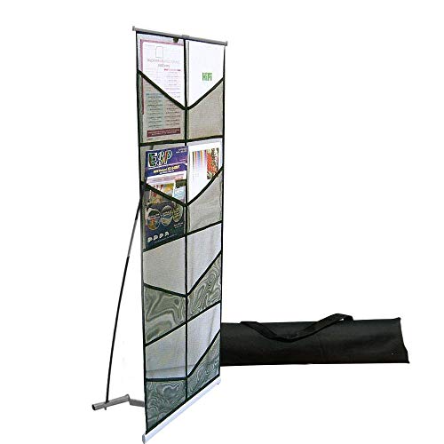 JIUYE A4 Folding Magazine Literature Stand, Roll up Mesh Brochure Display Rack 8Pockets for Tradeshow and Events Use,Easy Assembly