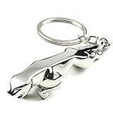 Olivery Keychain, Jaguar Leaper Chrome Color, 3D Metal Stainless Steel Key Chain Fob for Men and Women