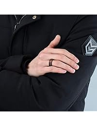 King Will DUO anillo de hombre de carbono de tungsteno color negro matte de 8 mm en oro rosado 18K, calce cómodo