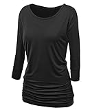 Lyxinpf Women's Casual 3/4 Sleeve Dolman Drape Tops Boat Neck Loose Fit Tunic T-Shirts