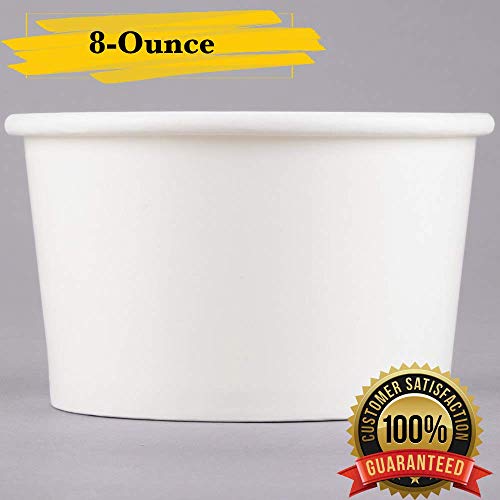 MM Foodservice White Paper Ice Cream Cups, Disposable Paper Frozen Yogurt Cups, Leak Resistant Paper Cups (25, 8-Ounce) - Thumbnail 3