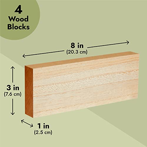 4 Pack Unfinished MDF Wood Rectangles for Crafts, 1 Inch Thick