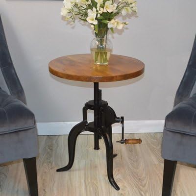 CAROLINA CHAIR Preston Hi-Lo Crank Accent Table, 19in. to 28in. Adjustable Height