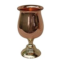 Maithil Art Hand-made Pure Copper Wine Goblet, Wine Glass Water Goblet Brass Wine Goblets Copper Moscow Mule Mint Julep Cup With Brass Base Capacity 10 Ounce