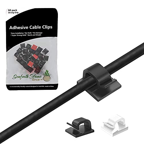 Seaforth Upgraded 60 Wire Clip Self Adhesive Electric Wire Wall Clips, Cable Management Clips