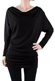 LeggingsQueen Long Sleeve Fashion Basic Tunic Top (Black, Medium)