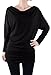 LeggingsQueen Women's Long Sleeve Cowl Neck Basic Tunic Top (T1034-BLK, M)