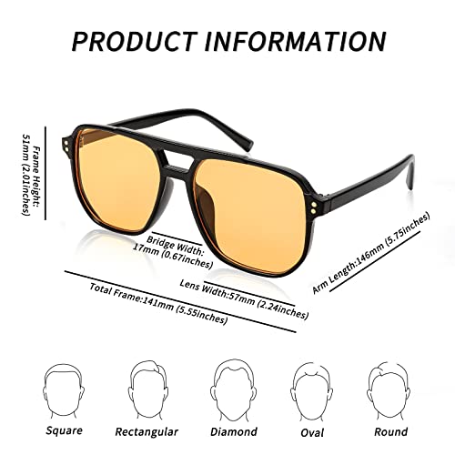 FEISEDY Retro aviador cuadrado gafas de sol para mujeres hombres 70s vintage de moda marco de plástico lentes de sol B2835