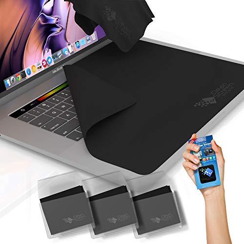 Clean Screen Wizard Microfiber Keyboard Covers Cloths, Screen Protector Cleaner Kit, and Sticker Screen Cleaning for MacBook Pro 13, MacBook Air 13, 13in Laptops, Bundle 4 Pack, Black