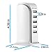 USB Charger 5 Port 5 Feet Cord Socket, Kasonic Universal 6A 30W Portable Hub Desktop Wall Charging Multi Ports Rapid Adapter Vertical Station(White-196)