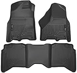 Husky Liners 99001 Black Weatherbeater Front & 2nd Seat Floor Liners Fits 2009-2018 Dodge Ram 1500 Crew Cab, 2019 Dodge Ram 1500 Classic Crew Cab, 2010-2018 Dodge Ram 2500/3500 Crew Cab