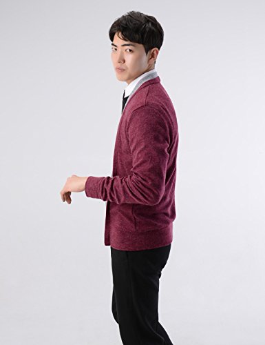 NEARKIN (NKNKCD139 Slim Cut Look 2 Tone Layered Button Cardigan Sweater for Men Wine US XL(Tag Size XL) - Thumbnail 7