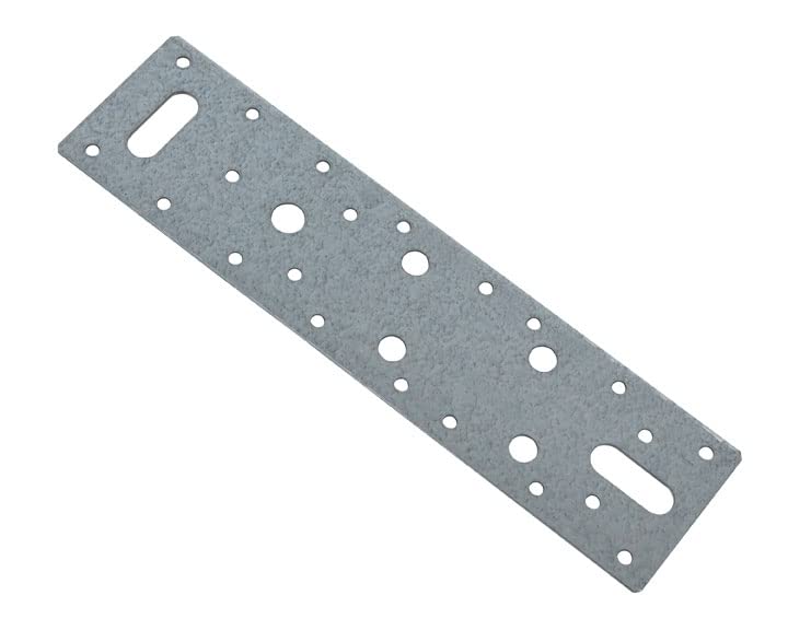 BPC Fixings Galvanised Flat Connector Plate 10-Piece Set, 240 mm Length x 60 mm Width, Silver
