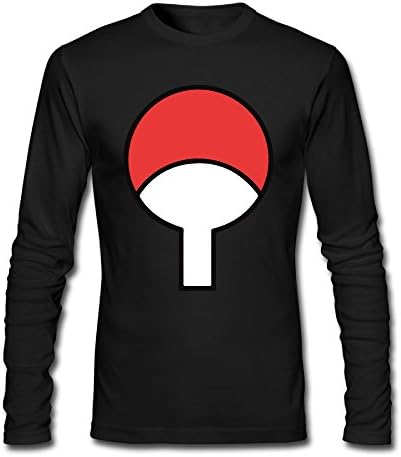 Men's Naruto Uchiha Symbol Logo Long Sleeve Tshirt Black
