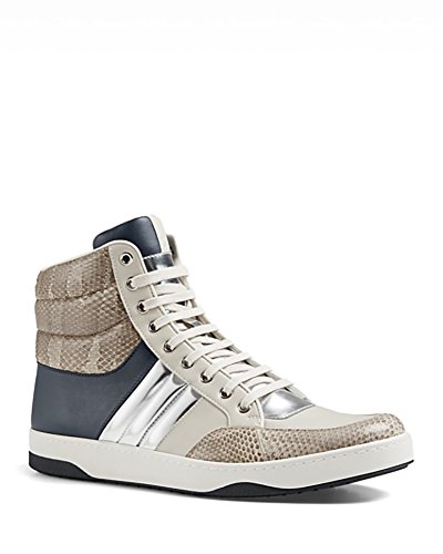 Gucci men s snakeskin & leather padded high-top sne…