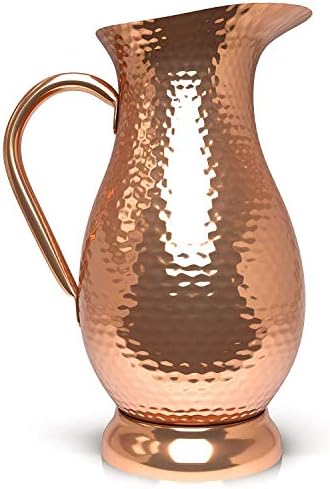 RawFashion Multipurpose Pure Copper Pitcher Extra Large 70 oz/2 LTS Hammered Copper Water Jug for Ayurveda Health - No Inner Liner