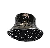 GOCHAN Patent Polka Dot Reversible Waterproof Bucket Rain Hat, Foldable - One Size