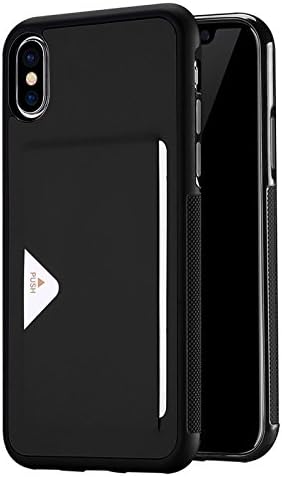 iPhone X Wallet Case by Geniway (Dux Ducis Pocard Series Wallet Case | 1 Card Slots Pocket | Ultra Slim | Shockproof | Advanced Slip Resistance) by Geniway (Black)